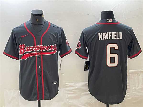 Mens Tampa Bay Buccaneers #6 Baker Mayfield Grey Cool Base Baseball Stitched Jersey